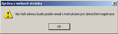 Informace o zaslání e-mailu